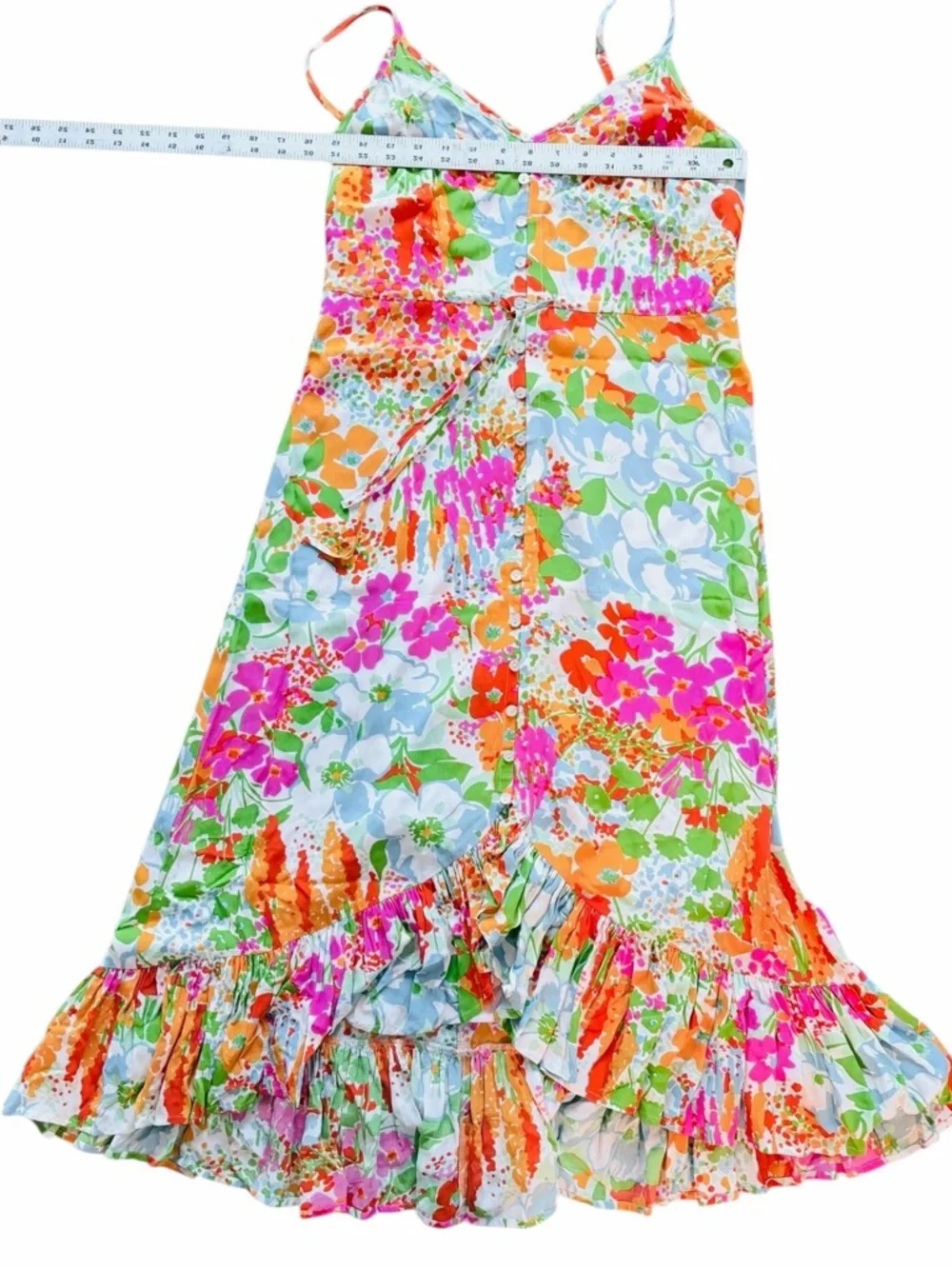 Rails Floral Button Front Midi Dress XS Colorful Spring Summer - Picture 10 of 11